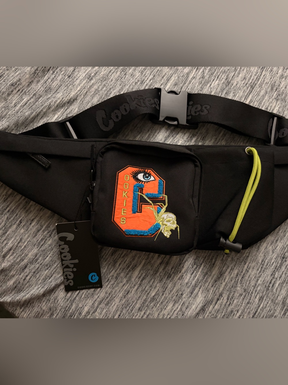 Cookies Black Belt Bag with Orange Embroidered Patch